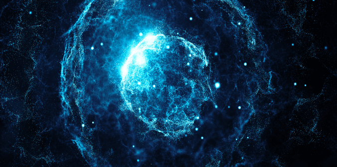 a blue and white nebula