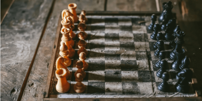 a close-up of a chess board